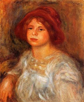 皮埃爾 奧古斯特 雷諾阿 Young Girl Wearing a Red Hat